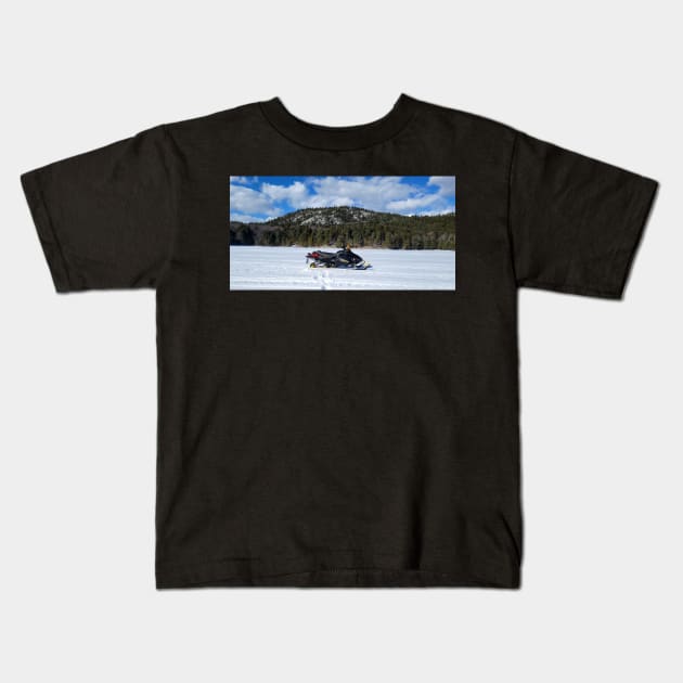 Snowmobiling Kids T-Shirt by Calmer than you are.